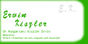 ervin kiszler business card
